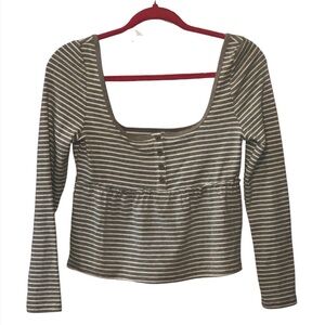 Pacsun Heather grey and white Striped Long babydoll top. Size small